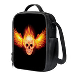 Flaming Skull With Fire Wings Print Crossbody Lunch Bag