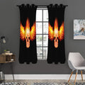 Flaming Skull With Fire Wings Print Grommet Curtain Panels
