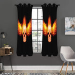 Flaming Skull With Fire Wings Print Curtain