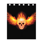 Flaming Skull With Fire Wings Print Curtain