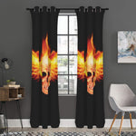 Flaming Skull With Fire Wings Print Curtain
