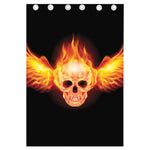 Flaming Skull With Fire Wings Print Curtain