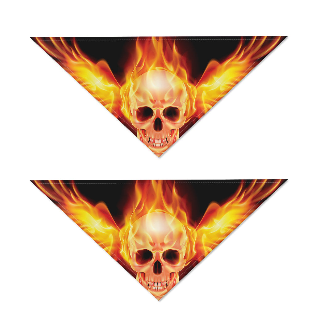Flaming Skull With Fire Wings Print Dog Bandana