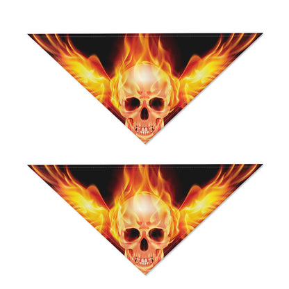 Flaming Skull With Fire Wings Print Dog Bandana
