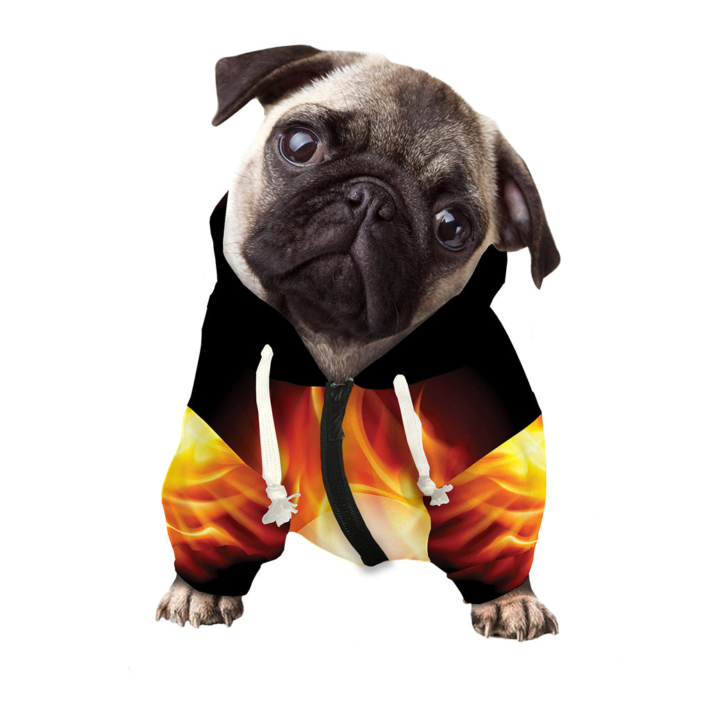 Flaming Skull With Fire Wings Print Dog Zip Up Hoodie