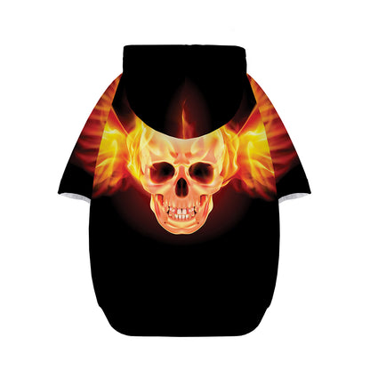 Flaming Skull With Fire Wings Print Dog Zip Up Hoodie