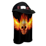 Flaming Skull With Fire Wings Print Double Neoprene Wine Tote