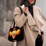 Flaming Skull With Fire Wings Print Double Strap Bible Bag