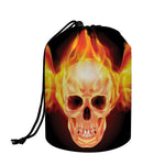 Flaming Skull With Fire Wings Print Drawstring Makeup Bag