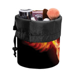 Flaming Skull With Fire Wings Print Drawstring Makeup Bag