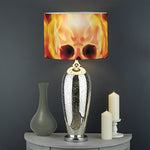 Flaming Skull With Fire Wings Print Drum Lamp Shade