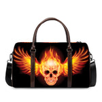 Flaming Skull With Fire Wings Print Duffle Bag