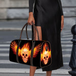Flaming Skull With Fire Wings Print Duffle Bag