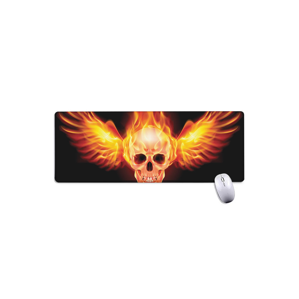 Flaming Skull With Fire Wings Print Extended Mouse Pad