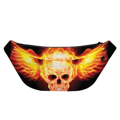 Flaming Skull With Fire Wings Print Fanny Pack