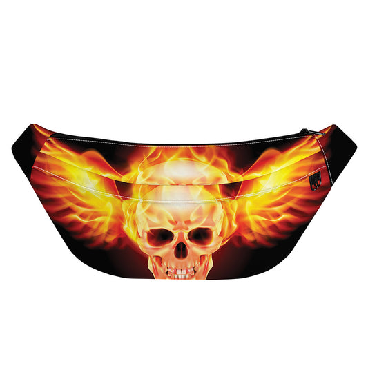 Flaming Skull With Fire Wings Print Fanny Pack