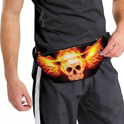Flaming Skull With Fire Wings Print Fanny Pack