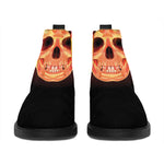 Flaming Skull With Fire Wings Print Flat Ankle Boots