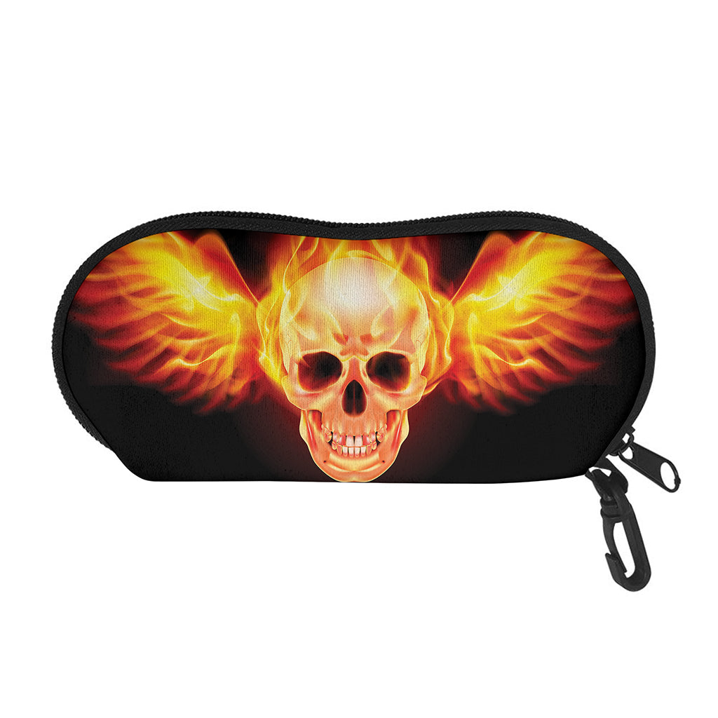 Flaming Skull With Fire Wings Print Glasses Case