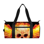 Flaming Skull With Fire Wings Print Gym Bag