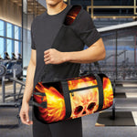 Flaming Skull With Fire Wings Print Gym Bag