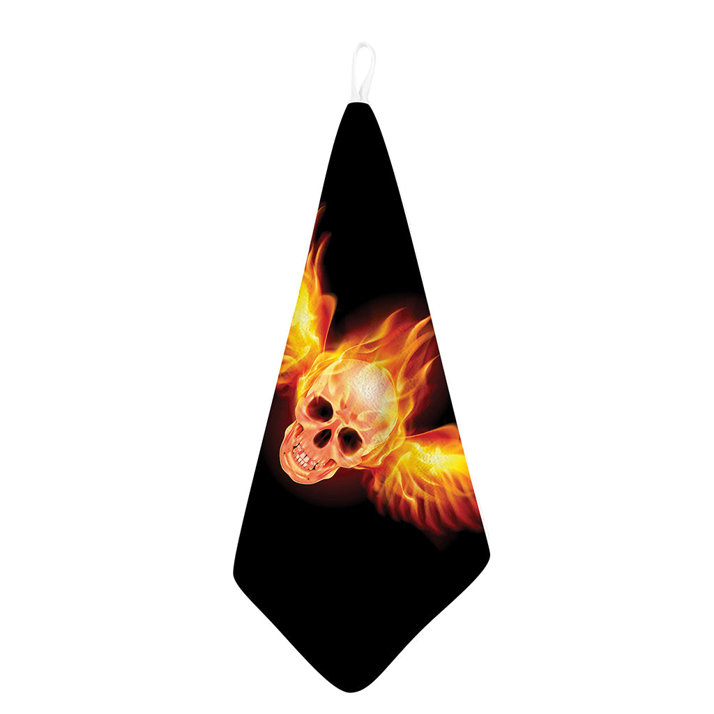 Flaming Skull With Fire Wings Print Hand Towel
