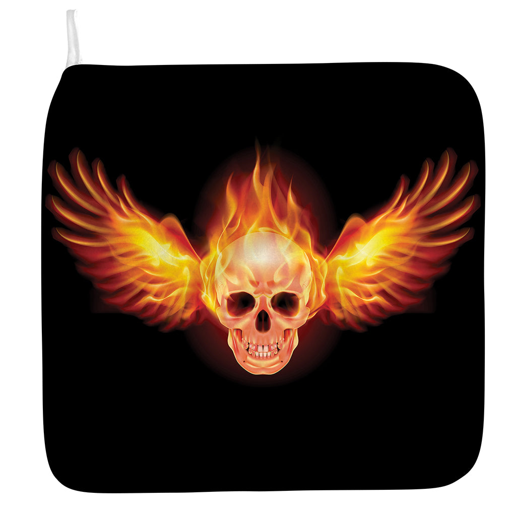 Flaming Skull With Fire Wings Print Hand Towel