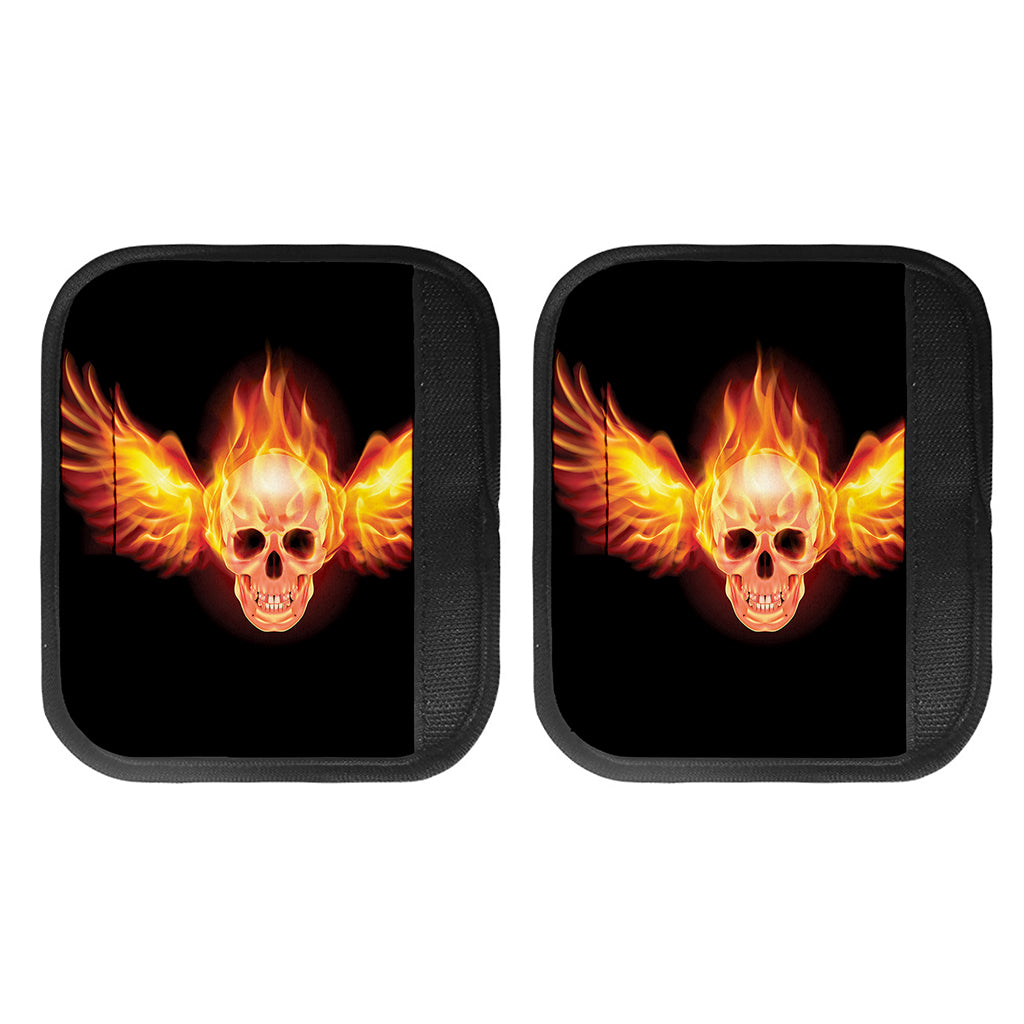 Flaming Skull With Fire Wings Print Handle Covers