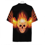 Flaming Skull With Fire Wings Print Hawaiian Shirt