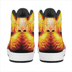 Flaming Skull With Fire Wings Print High Top Leather Sneakers