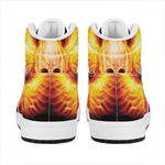Flaming Skull With Fire Wings Print High Top Leather Sneakers