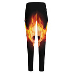 Flaming Skull With Fire Wings Print High-Waisted Pocket Leggings