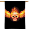 Flaming Skull With Fire Wings Print House Flag