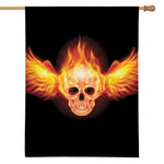 Flaming Skull With Fire Wings Print House Flag