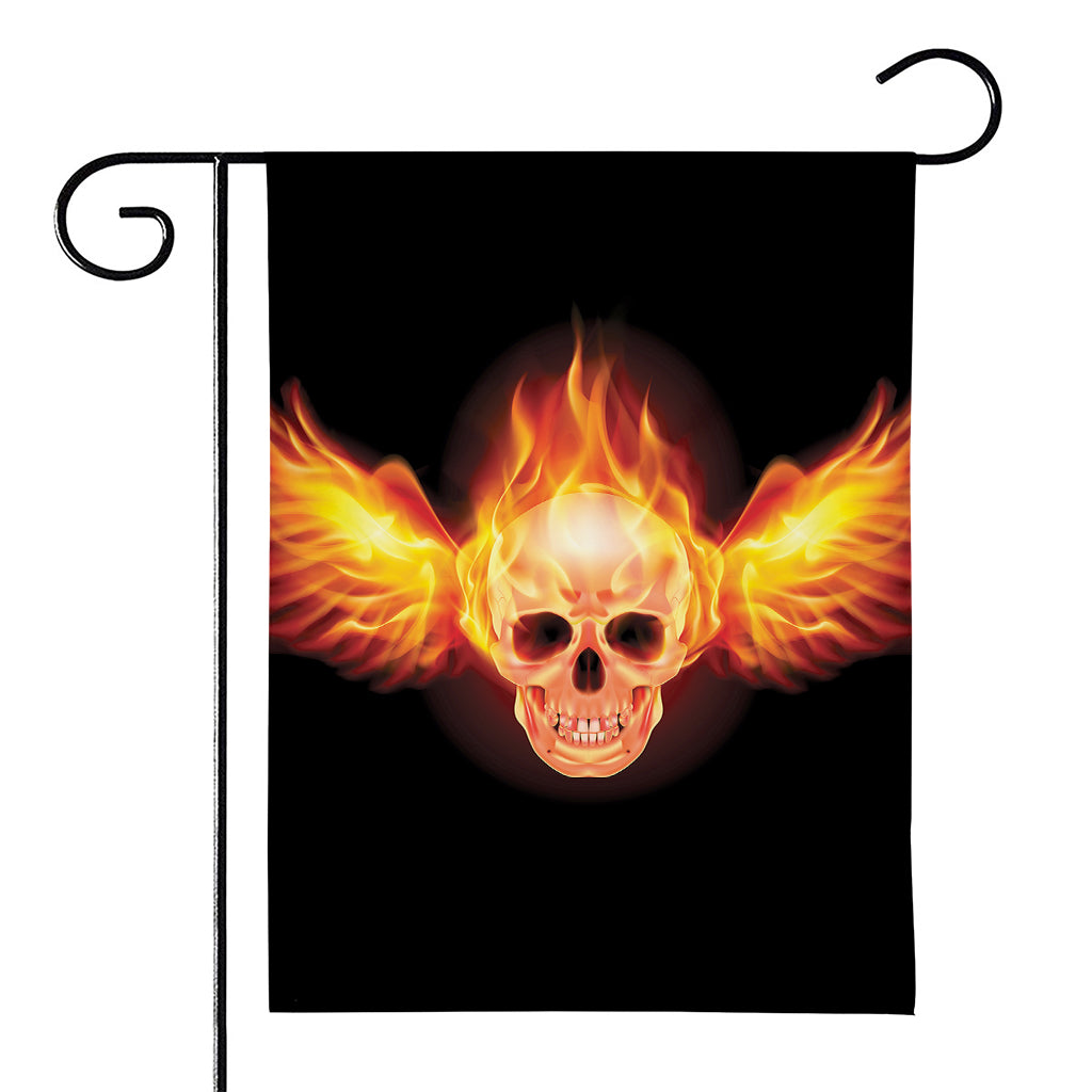 Flaming Skull With Fire Wings Print House Flag