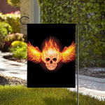 Flaming Skull With Fire Wings Print House Flag