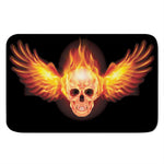Flaming Skull With Fire Wings Print Indoor Door Mat