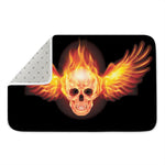 Flaming Skull With Fire Wings Print Indoor Door Mat