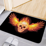 Flaming Skull With Fire Wings Print Indoor Door Mat
