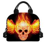 Flaming Skull With Fire Wings Print Insulated Lunch Bag