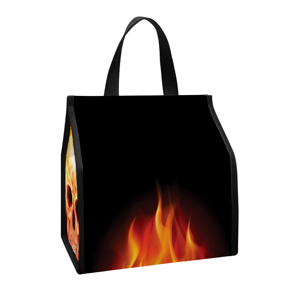 Flaming Skull With Fire Wings Print Insulated Lunch Tote