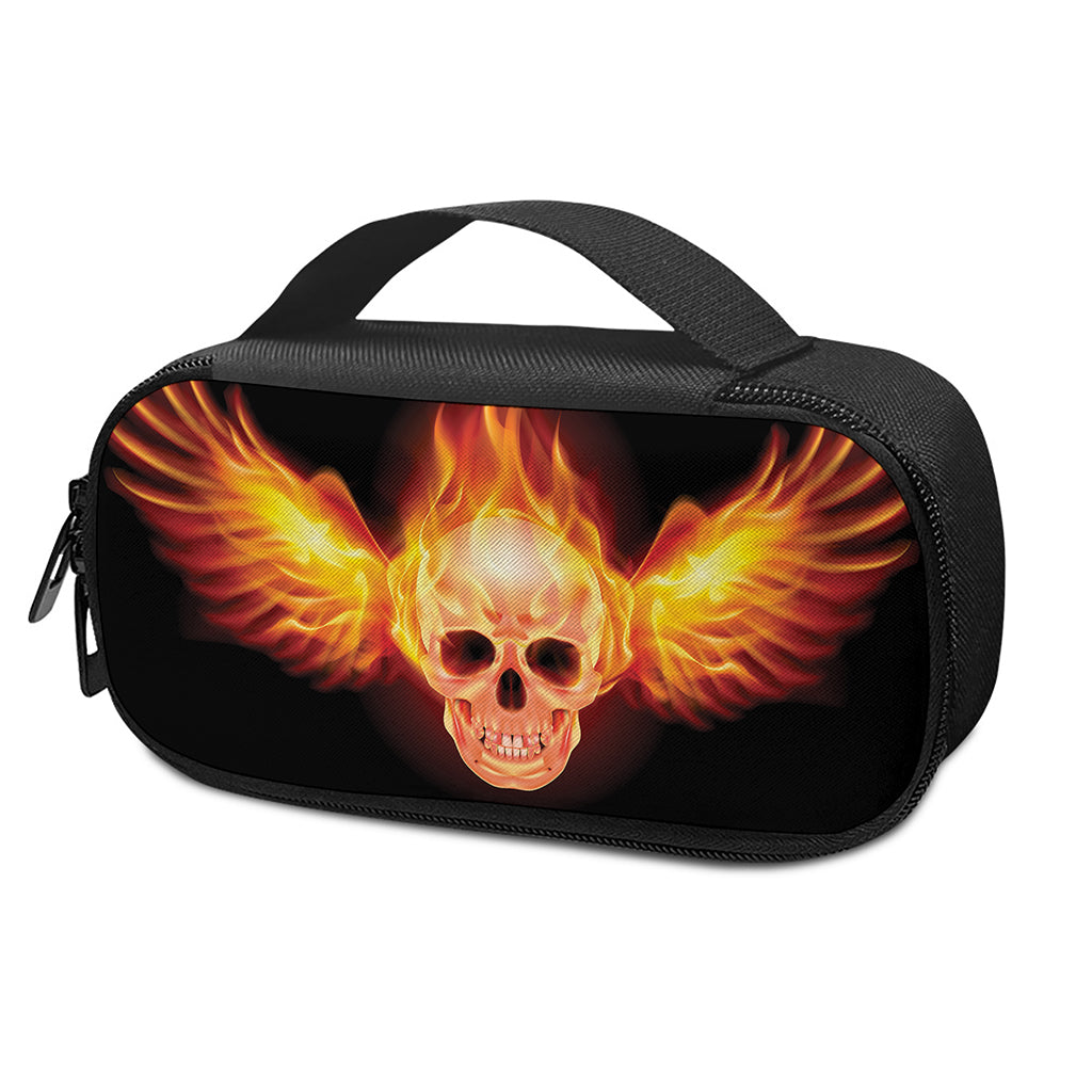 Flaming Skull With Fire Wings Print Insulin Cooler Travel Case
