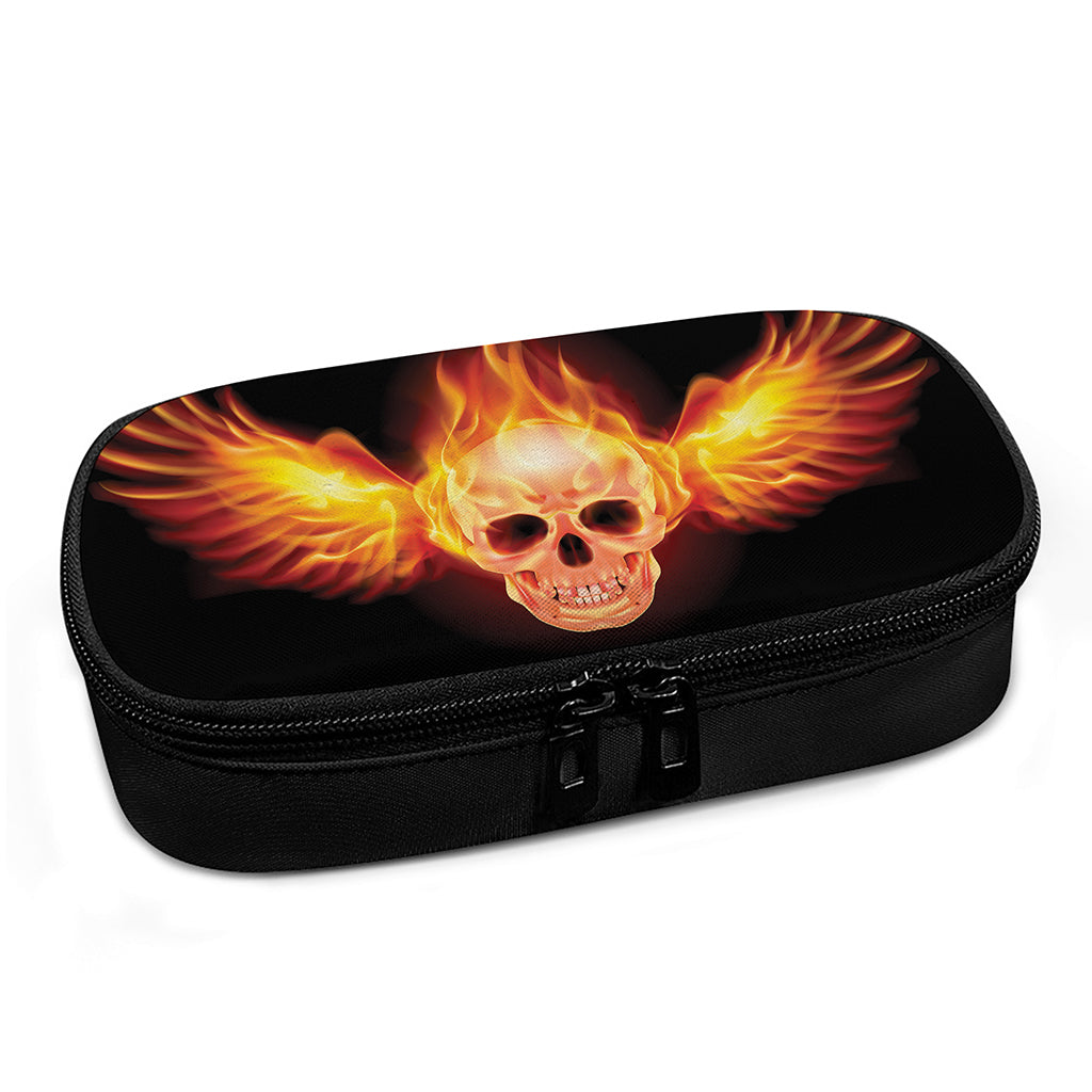 Flaming Skull With Fire Wings Print Insulin Cooler Travel Case