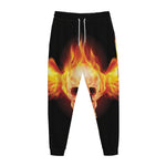 Flaming Skull With Fire Wings Print Jogger Pants