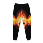 Flaming Skull With Fire Wings Print Jogger Pants