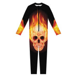 Flaming Skull With Fire Wings Print Jumpsuit