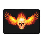 Flaming Skull With Fire Wings Print Kitchen Mat