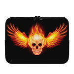 Flaming Skull With Fire Wings Print Laptop Sleeve