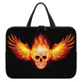 Flaming Skull With Fire Wings Print Laptop Sleeve With Handle
