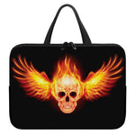 Flaming Skull With Fire Wings Print Laptop Sleeve With Handle